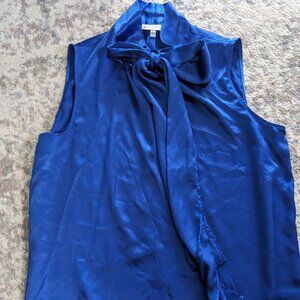 Navy satin blouse